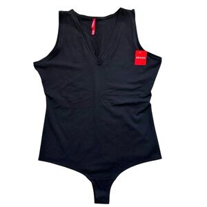 Spanx Suit Yourself V Neck Tank Bodysuit 1X Black Shapewear Stretch Slimming NWT
